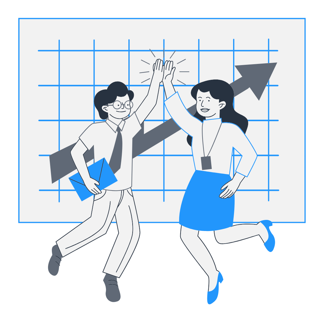 Cartoon Image of a man and a woman hi-fiveing