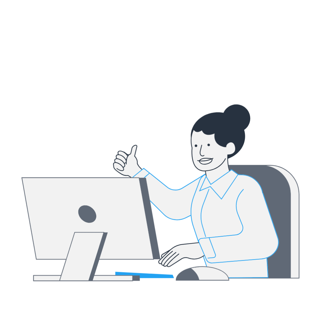 Cartoon Image of woman using a computer